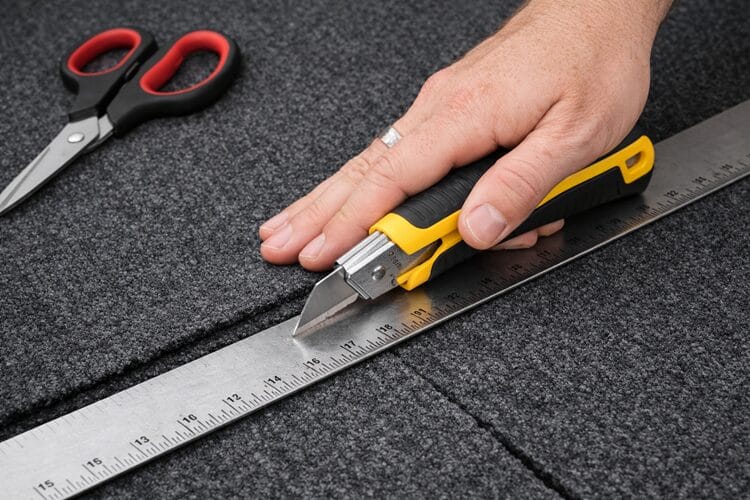 Cutting marine carpet carpet capers