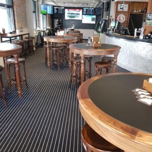 Marine Carpet Teak Navy Cream Queens Arms Hotel