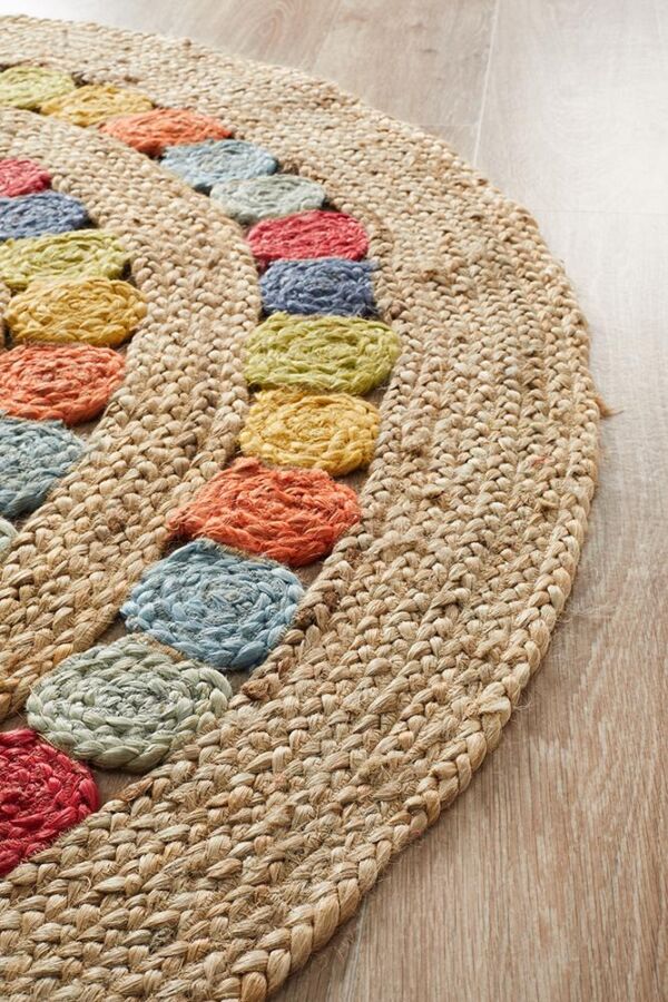 Little Miss Daisy Jute Rug Multi And Natural