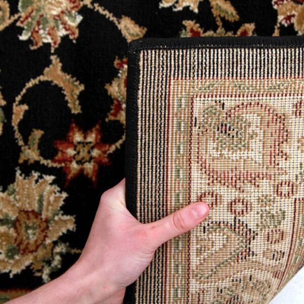 Black Traditional Floral Pattern Rug