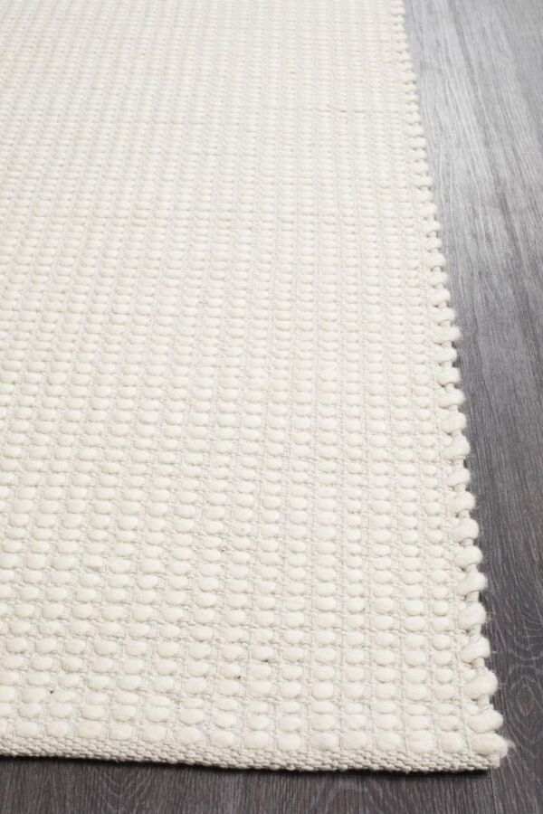 Natural Double Sided Wool Area Rug | Colour White Natural