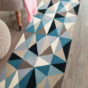 Multi Gem Stone Designer Wool Blue Rug