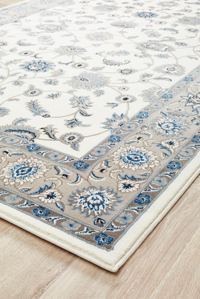 Classic White With Beige Border Rug | Carpet Capers