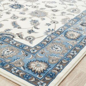 White Rug Light Blue Border Rug