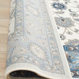 White Rug Light Blue Border Rug