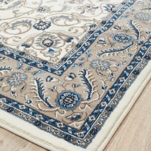White Traditional Rug | Colour White With Beige Border