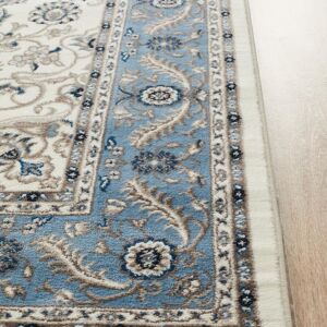 Blue Traditional Rug Colour White With Blue Border
