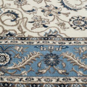 Blue Traditional Rug Colour White With Blue Border