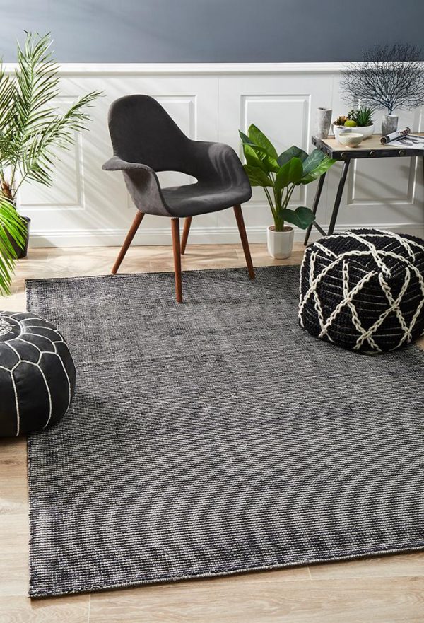Cloud Black Cotton Rayon Rug Cloud Black Cotton Rayon Rug