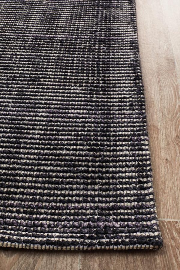 Cloud Black Cotton Rayon Rug