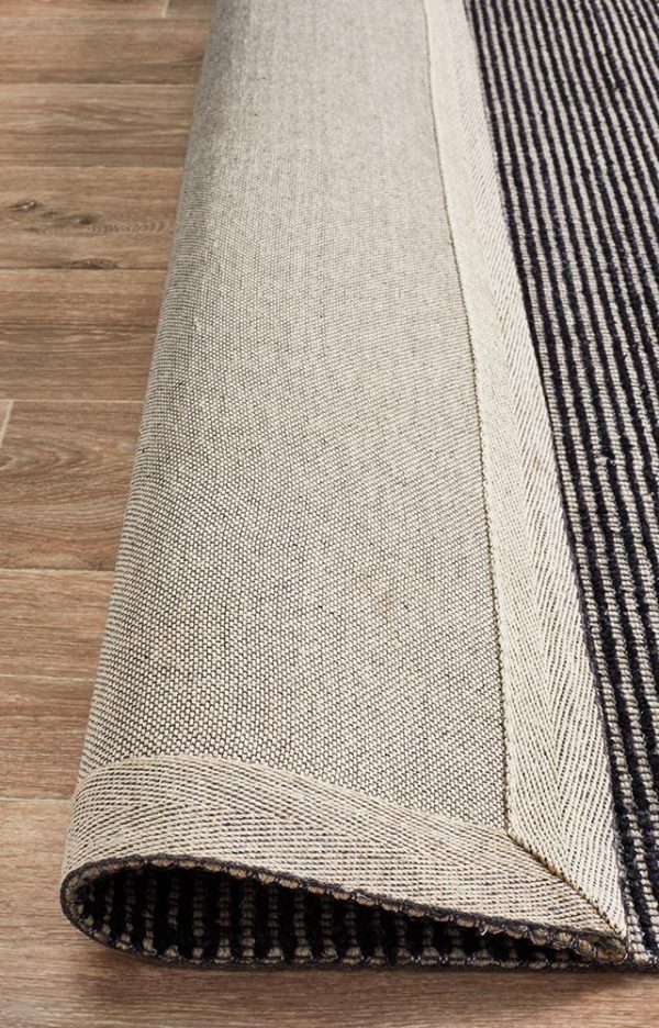 Cloud Black Cotton Rayon Rug