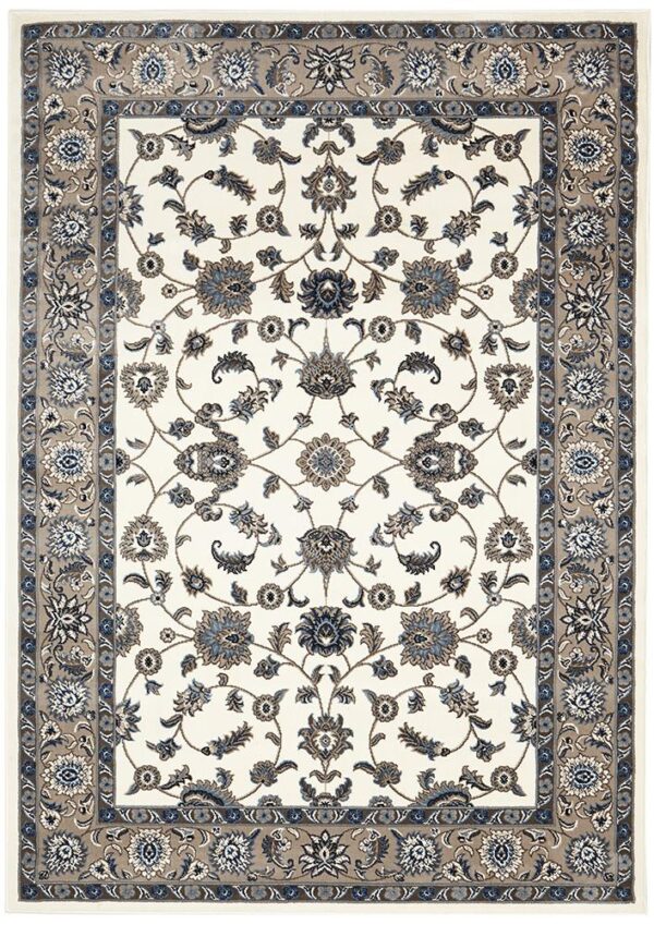 Classic White With Beige Border Rug Profile Classic White With Beige Border Rug Profile