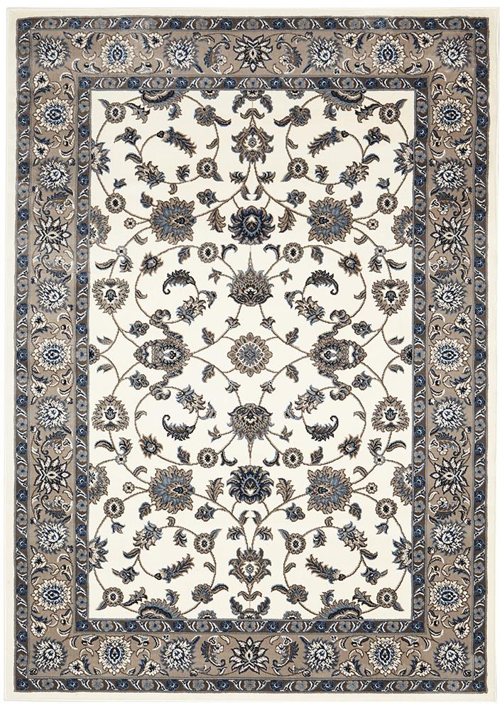 Classic White With Beige Border Rug | Carpet Capers