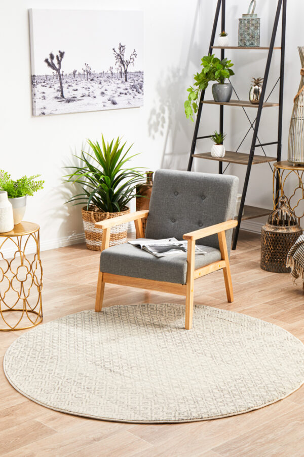 Diamond Grey Transitional Rug round profile
