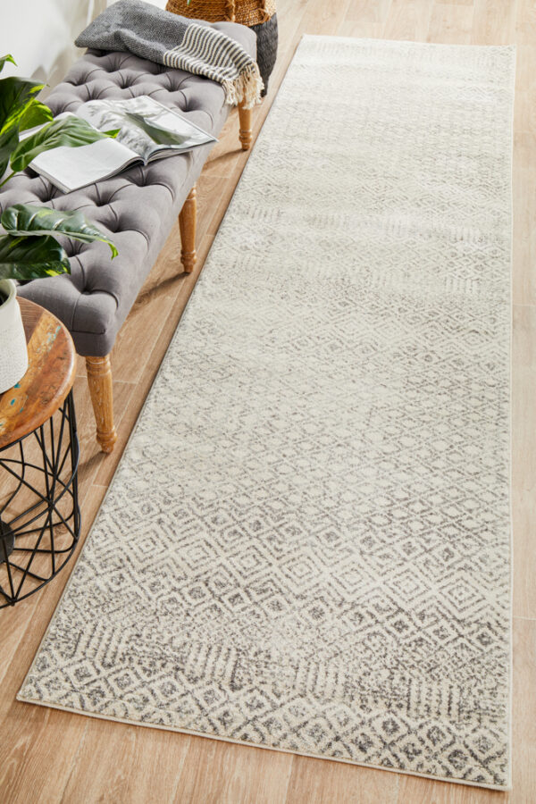 Diamond Grey Transitional Rug runner