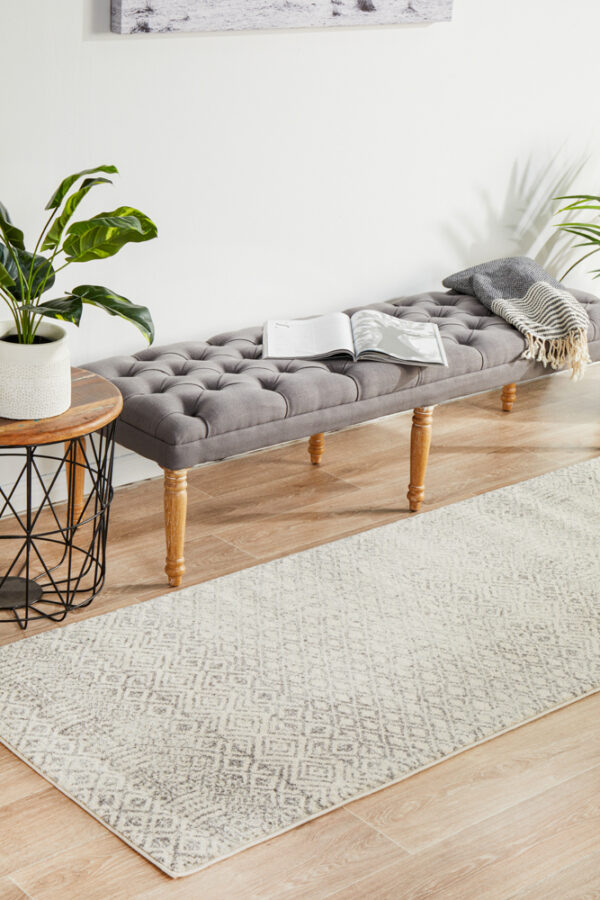 Diamond Grey Transitional Rug runner side view