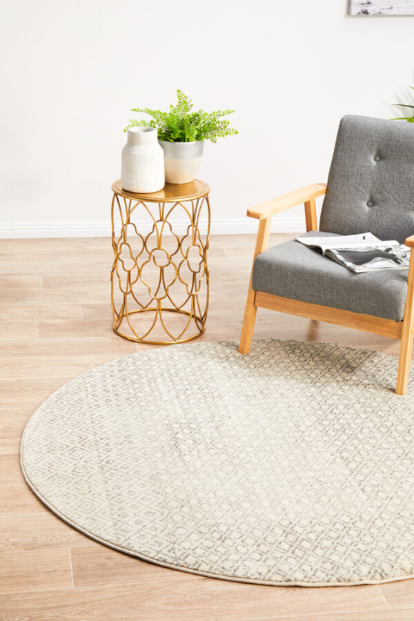 Diamond Grey Transitional Rug sitting area