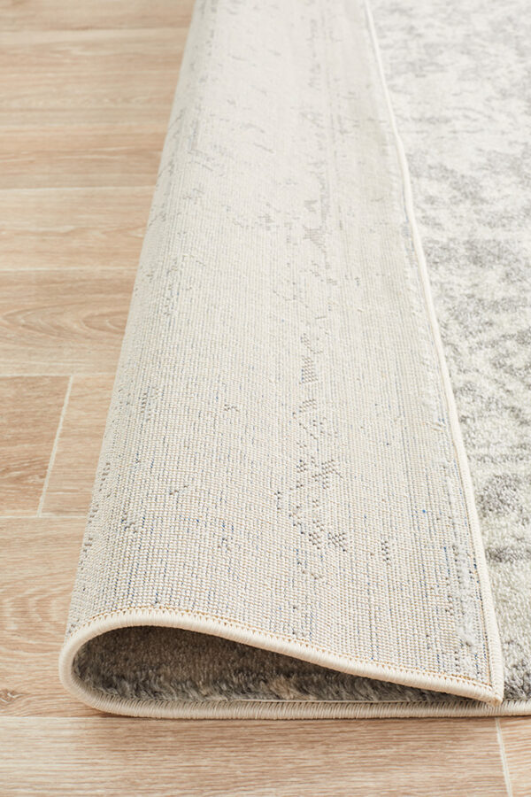 Backing of Dream White Silver Rug