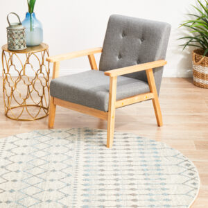 Slate White Transitional Rug round