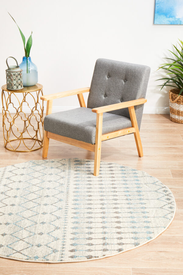 Slate White Transitional Rug round
