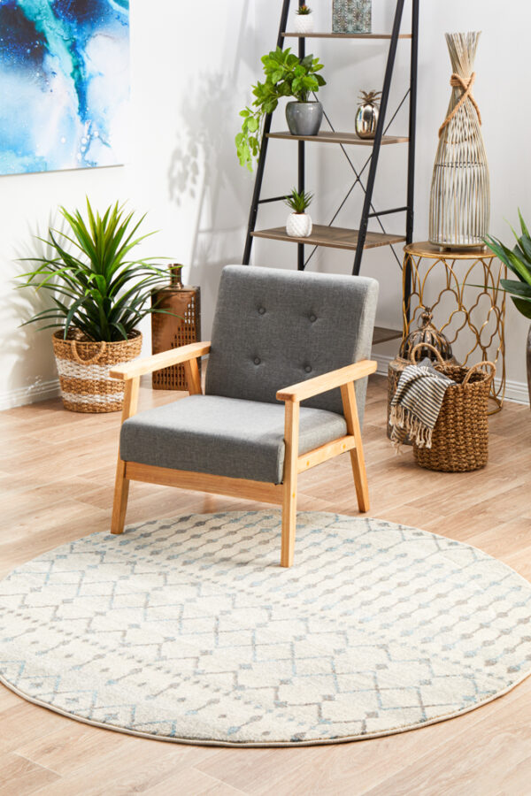 Slate White Transitional Rug round profile
