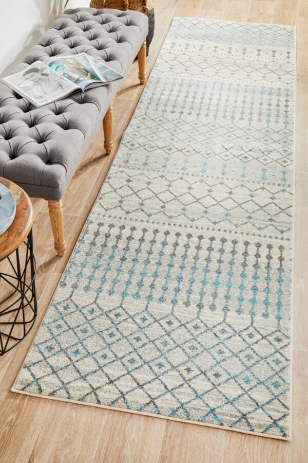 Slate White Transitional Rug runner