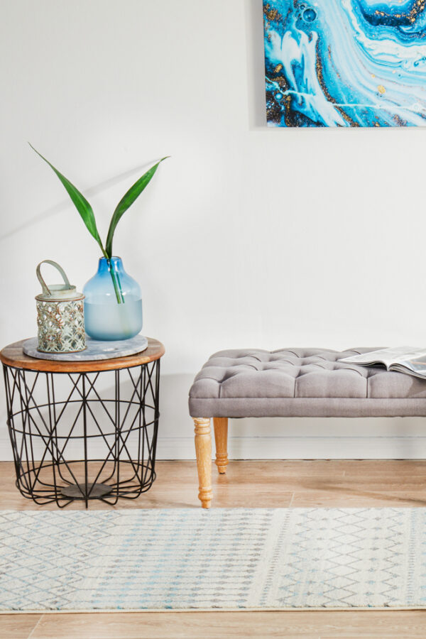 Slate White Transitional Rug front of runner