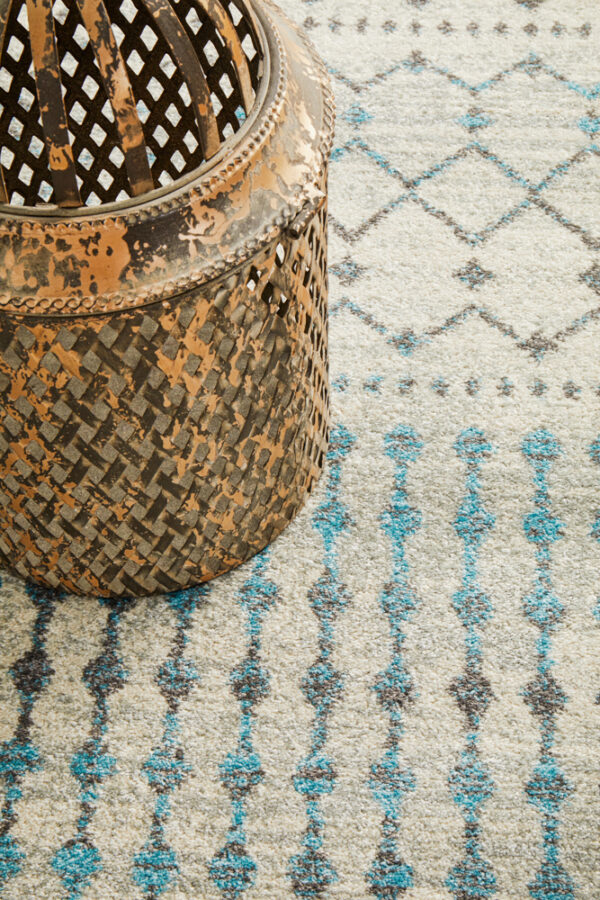Slate White Transitional Rug top of runner