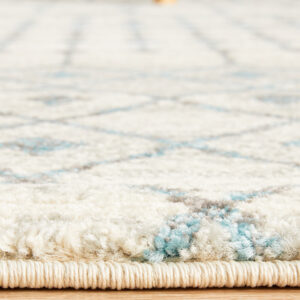 Slate White Transitional Rug overlocked edge