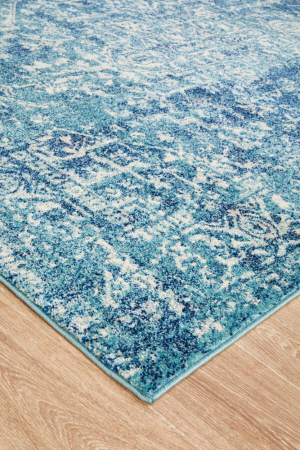 Faded Blue Area Rug corner photo