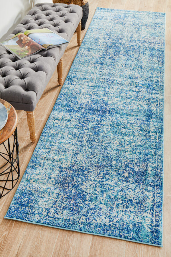 Faded Blue Area Rug runner