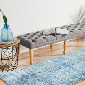 Faded Blue Area Rug runner side view