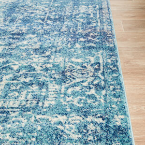 Faded Blue Area Rug side view