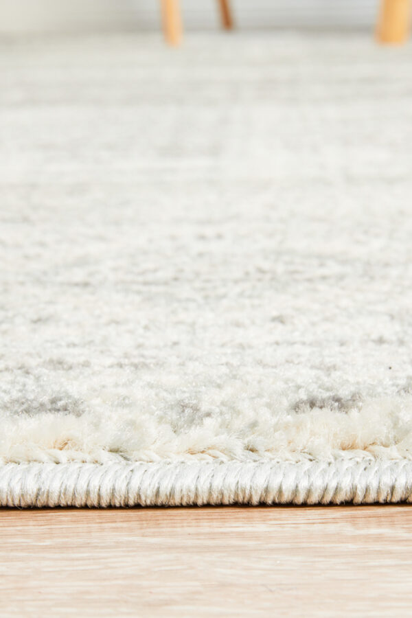 Faded Silver Grey Rug overlocked edge