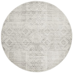 Faded Silver Grey Rug round close up