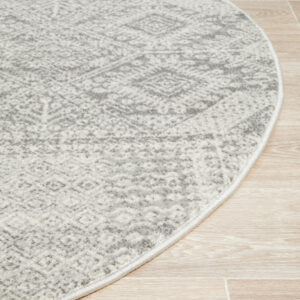 Faded Silver Grey Rug round edge