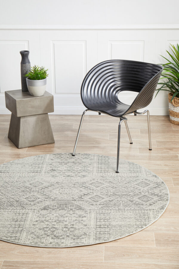 Faded Silver Grey Rug round profile