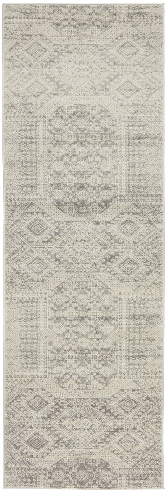 Faded Silver Grey Rug runner full view