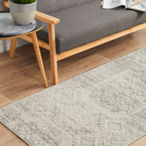Faded Silver Grey Rug runner side view