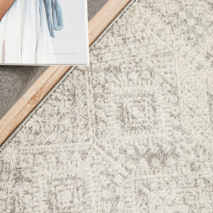 Faded Silver Grey Rug runner top view