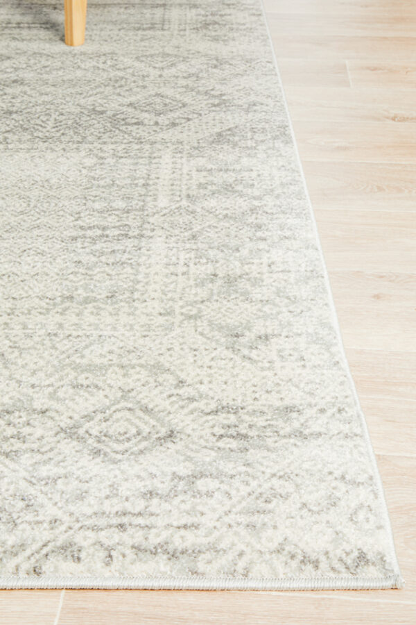 Faded Silver Grey Rug side view