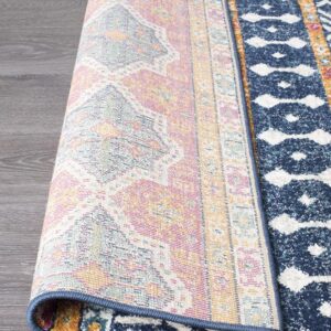 Floor Rug Coloured Tribal Design backing