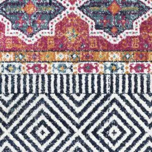 Floor Rug Coloured Tribal Design close up