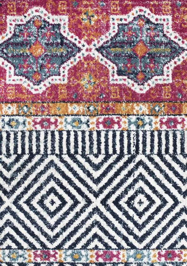 Floor Rug Coloured Tribal Design close up