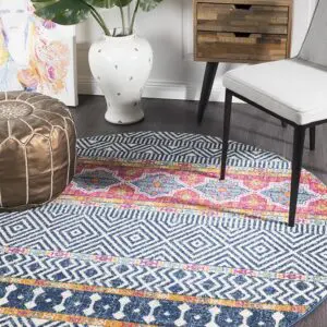 Floor Rug Coloured Tribal Design round