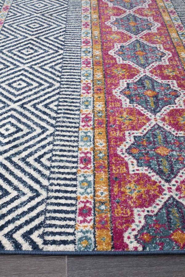 Floor Rug Coloured Tribal Design side of runner
