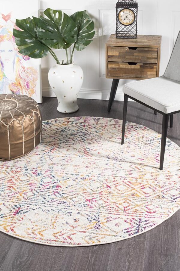 Furniture Rug Multi Coloured round