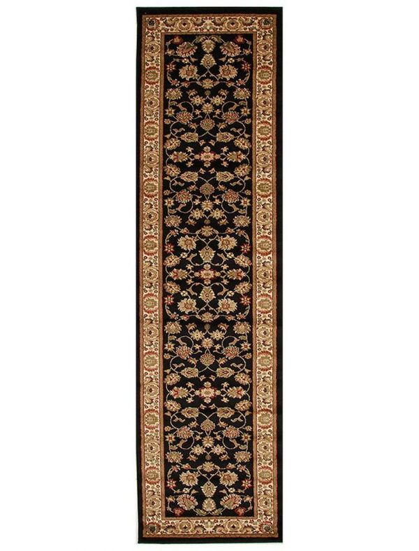 Black Traditional Floral Pattern Rug