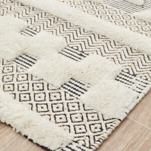 Ivory Bone Textured Rug Corner Photo