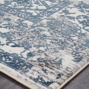 White Transitional Area Rug | Colour White/Blue/Grey